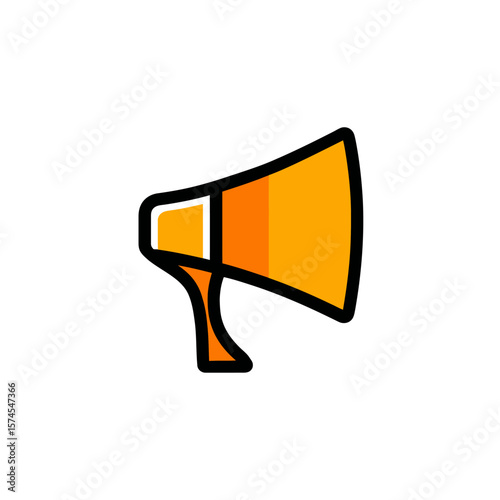 Orange megaphone icon announces promotion over plain backdrop
