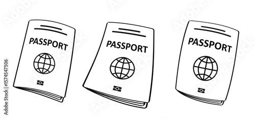 Cartoon passport and boarding pass icon. Airline tickets to fly. Airplane ticket. Boarding pass ticket. Fly tickets concept. Passport with boarding passes. flight ticket. Passenger to departure.