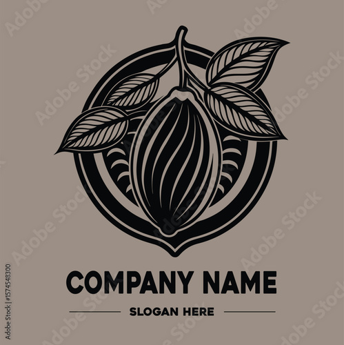 Cocoa bean fruit vector logo design