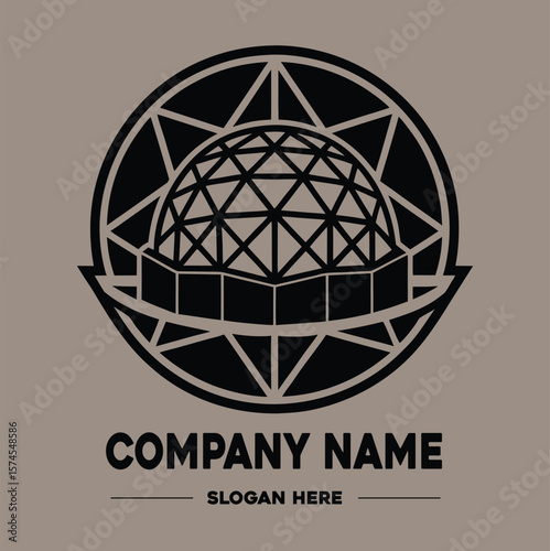 Geodesic dome vector logo design