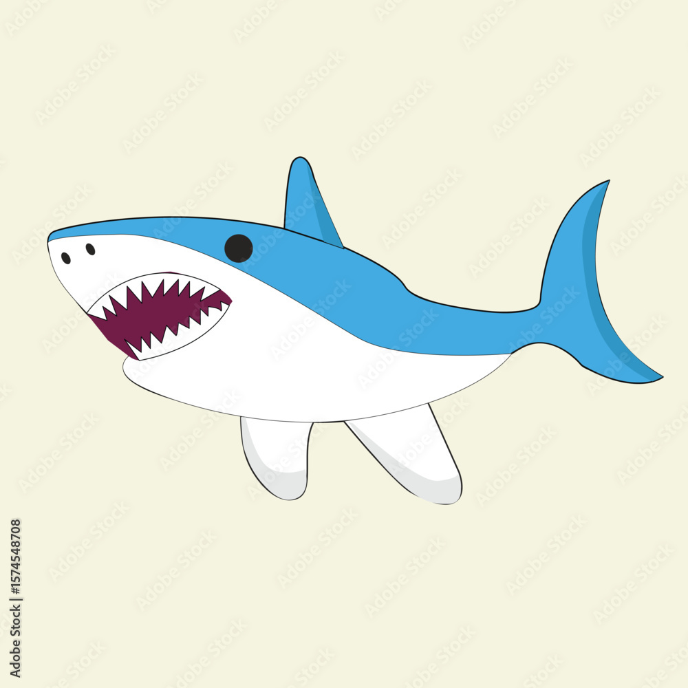 Naklejka premium fish character. Funny shark. Comic sharks emotions. Shark mascot. 