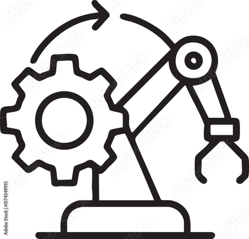 Robotic Automation Gear and Mechanical Arm Illustration