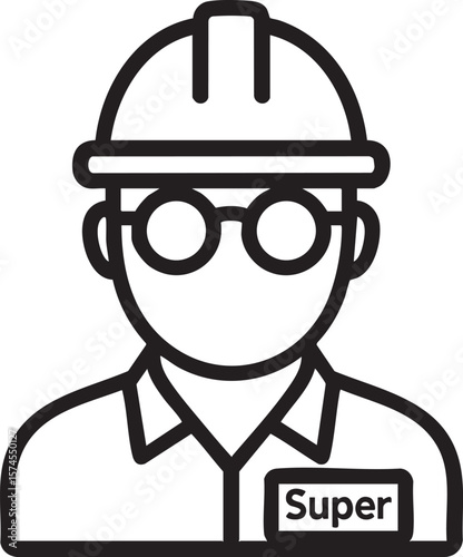 Construction Worker Icon Hard Hat, Glasses, Safety Gear Illustration