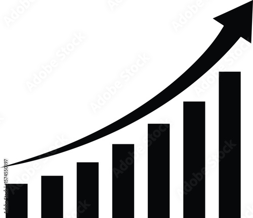 Graph diagram up icon, growing graph sign

