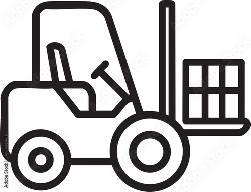 Forklift Truck Icon Outline Vector Illustration for Warehouse, Logistics, and Industry Designs