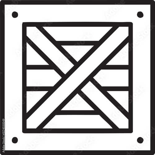 Vector Illustration of a Wooden Crate, Shipping Box, Cargo Container Icon