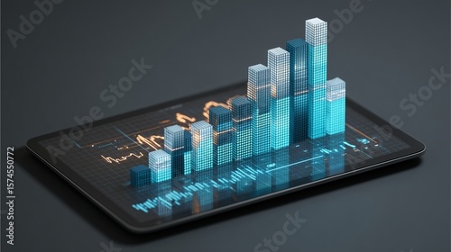 Digital Growth: A modern graphic depicting the dynamic world of business, where data and insights intersect, growth. the future of finance through innovative data visualizations.