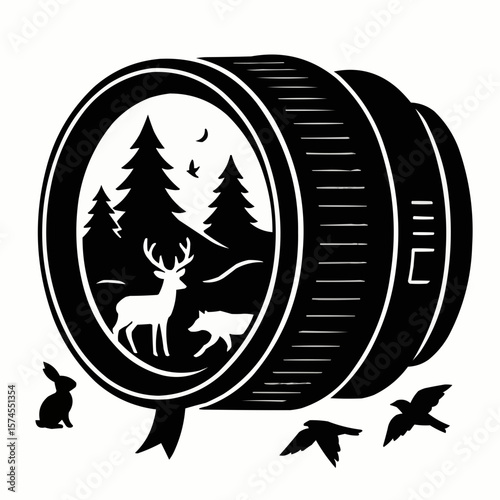 Vector illustration of a horse and shield silhouette, a vintage animal emblem design