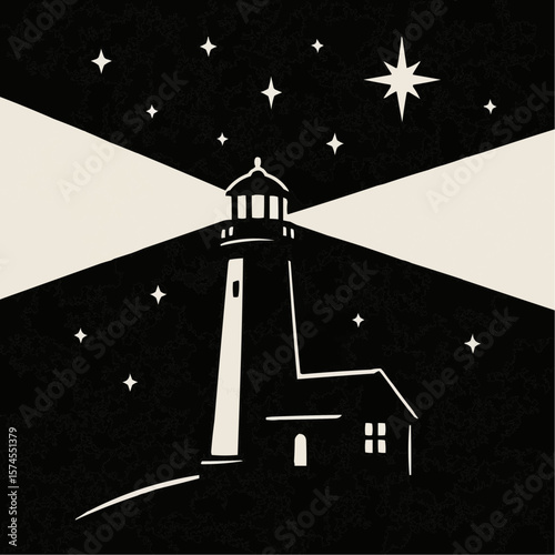 A historic blue windmill stands tall against the night sky, its silhouette framed by the moon and stars, resembling a lone architectural tower in the tranquil landscape