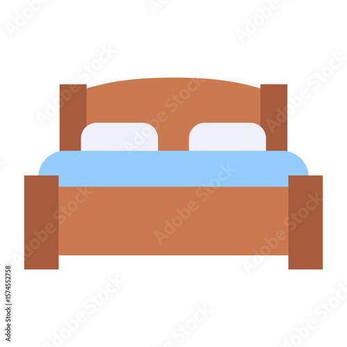 Bed Pillow Blanket Minimalist Bedroom Furniture Sleep Illustration