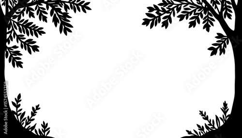 Silhouette of tree branches on white, autumn nature copyspace design