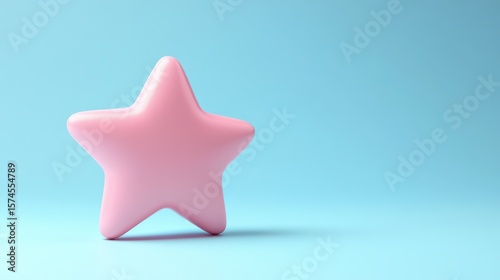Pink Star on Light Blue Background: A Minimalist 3D Render