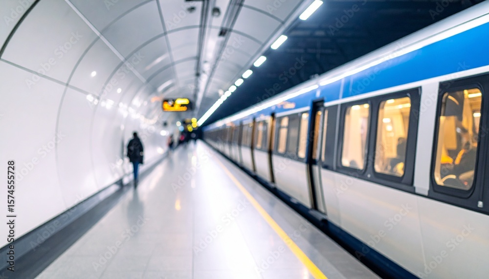 Fototapeta premium Blur empty and secluded subway platform station for background.