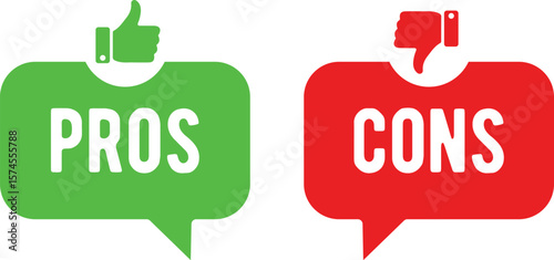 Pros and cons., advantages and disadvantages list template with thumbs up and down. transparent PNG and vector illustration
