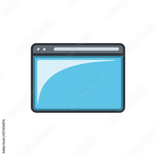 Blue browser window displays content on white background screen design