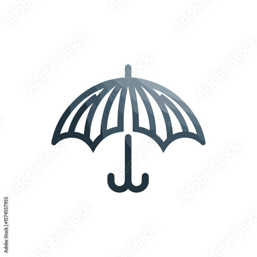 A sleek, minimalist umbrella icon symbolizing protection from rain, set against a clean background