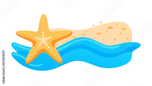 Starfish on beach with ocean wave vector illustration for summer vacation concept design art 100