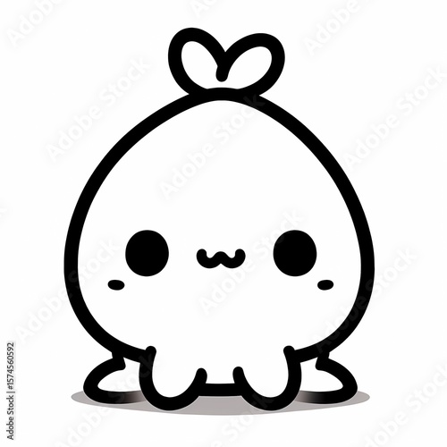Cute Cartoon Character with Heart Antennae and Simple Design