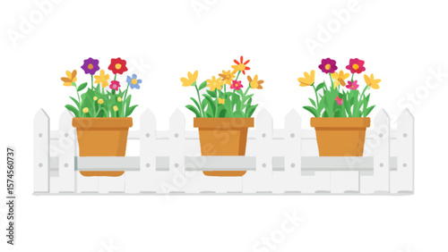 Flower pot clip art vector graphic illustration for garden decoration and spring floral design element use