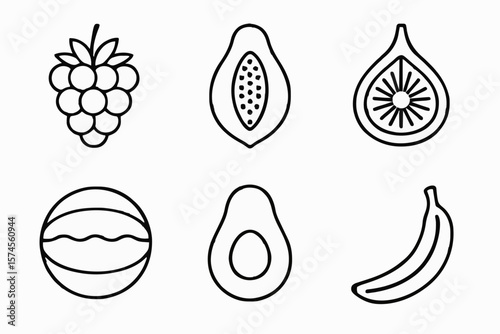Vibrant tropical fruits like grape, papaya, fig, melon, avocado, and banana, freshly harvested from organic orchards. Ideal for healthy diets, vegan recipes, and exotic culinary visuals.