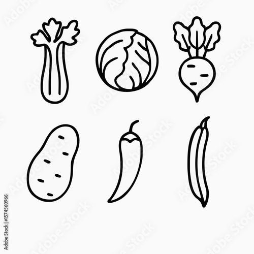 Fresh organic vegetables including celery, cabbage, turnip, potato, pepper, and beans from farm to kitchen, perfect for healthy diets and culinary use. Vibrant, natural produce for nutrition-focused 