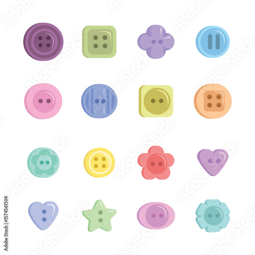 sewing buttons for clothes. Vector Illustration for printing, backgrounds, covers and packaging. Image can be used for greeting cards, posters, stickers and textile. Isolated on white background.