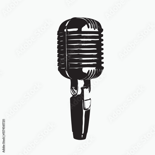 retro microphone on white background