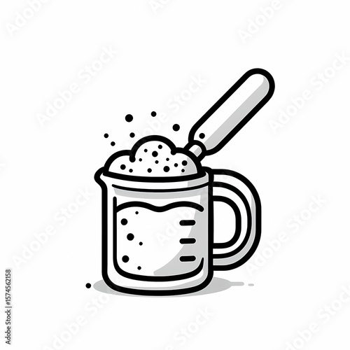 Illustration of a Mug with Froth and Tool
