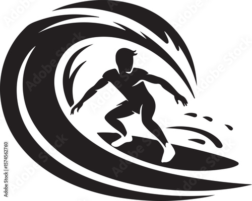 surfer on wave silhouette vector illustration design