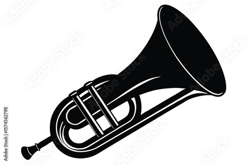 Black silhouette of a baritone horn on a white background