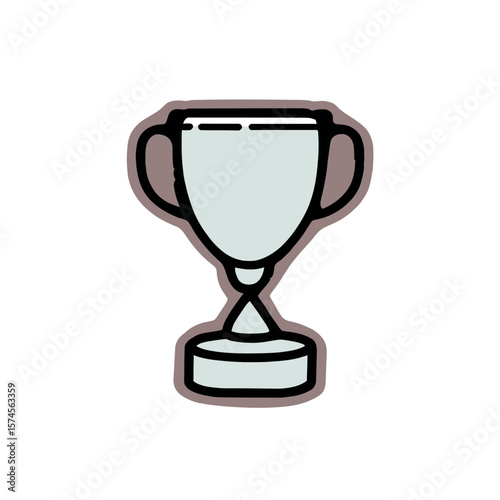 Silver trophy gleams displaying victory award in white background