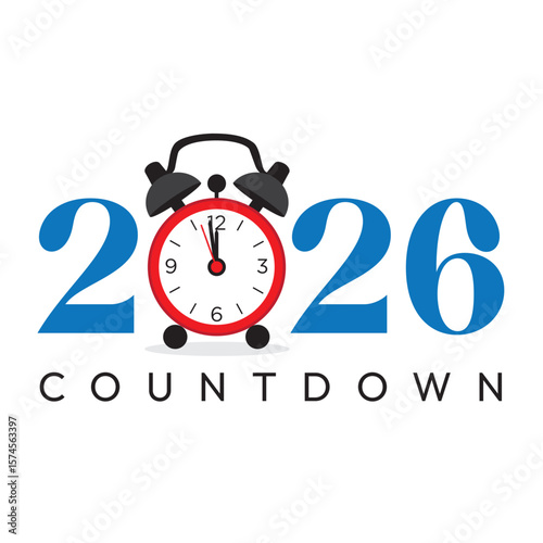 Countdown Happy New Year 2016 Text Design with Alarm Clock Vector Illustration