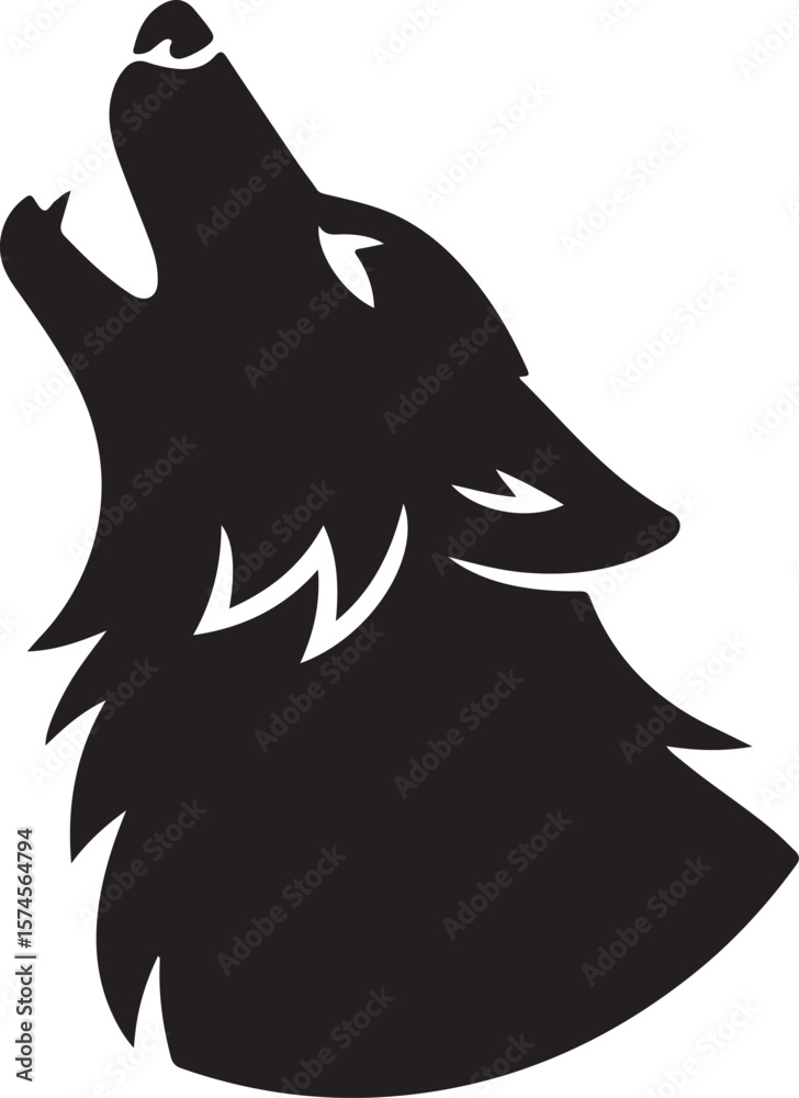 Obraz premium wolf howling silhouette vector illustration design 