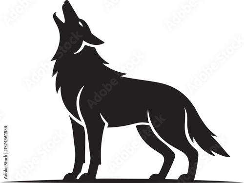 wolf howling silhouette vector illustration design 