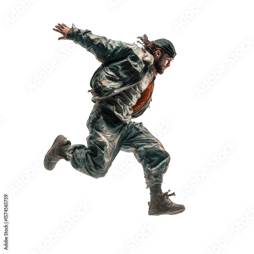 Dynamic urban dancer in a dramatic leap