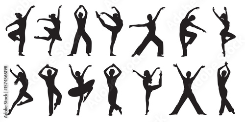 set vector various dancer silhouette	