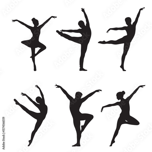 set vector various dancer silhouette	