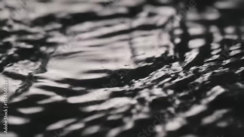 Abstract Slow Motion Black and White Viscous Liquid Surface, AI Generated CGI Animation
