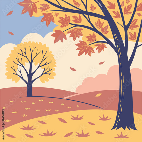autumn landscape with tree