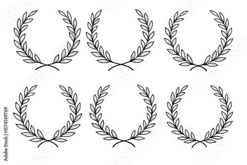 Elegant laurel wreath designs arranged in a structured pattern for decoration and symbolism