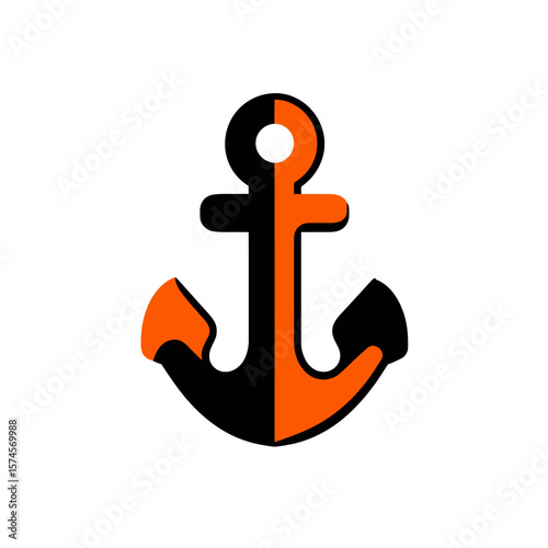 Stylized anchor displays boldness on white background emblem