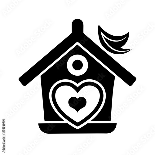 bird house with heart