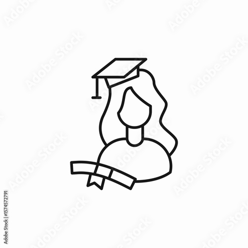 girl student graduation icon sign vector