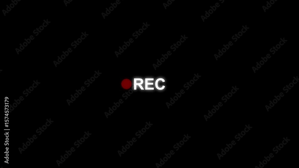 Recording Icon Button Animation on Alpha Channel, rec text camera recording icon blink animation, interface of video recorder digital display in white and no background