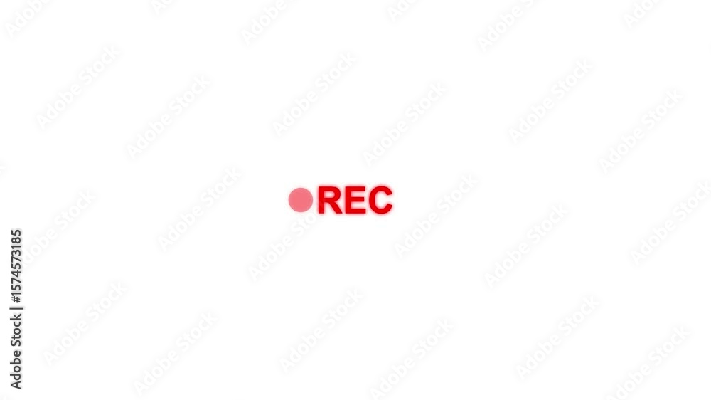 Recording Icon Button Animation on Alpha Channel, rec text camera recording icon blink animation, interface of video recorder digital display in white and no background