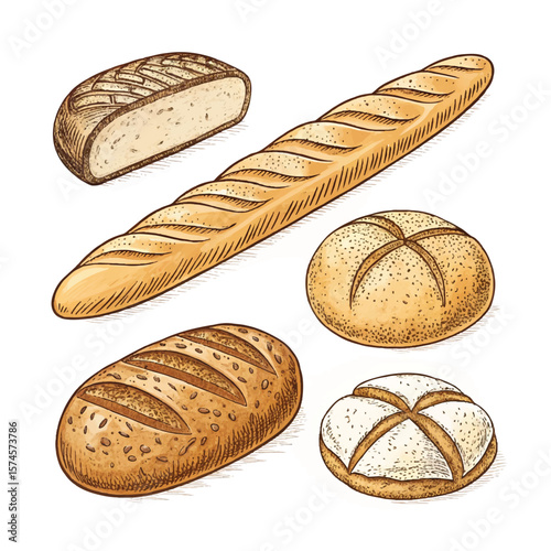 Bread hand drawn set