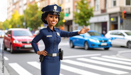 Cartoon police officer directing traffic (1)