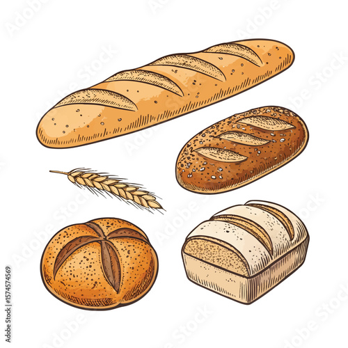 Bread hand drawn set