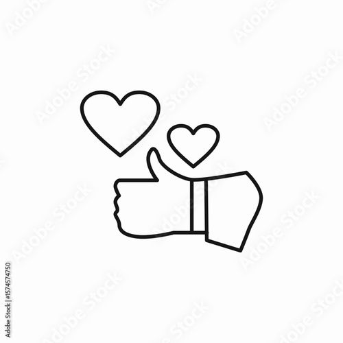 thumbs up heart like icon sign vector