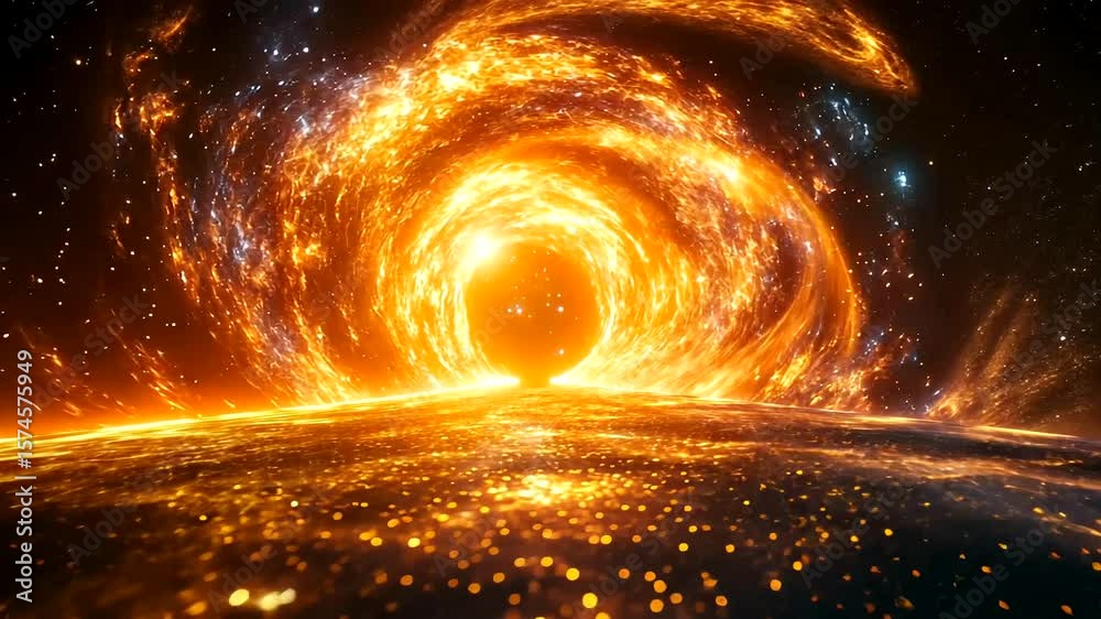 Spectacular space portal in deep space with glowing plasma and energy waves